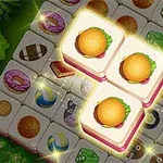 Tre identiske bilder av hamburgere er uthevet midt i et puslespillbrett med forskjellige bilder og fargerike symboler