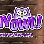 Lilla og hvit tekst Tiny Owl!