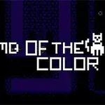 Tekst «Tome of the Color» med en liten, hvit tegnet katt på en mørk blå pikselert bakgrunn