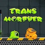 To fargerike, amorfe skapninger står foran en grå bakgrunn med teksten Trans Morpher i grønt over dem