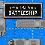 Grå skip plassert på et blått rutenett med teksten TRZ Battleship over