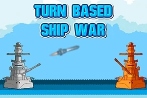 To krigsskip står overfor hverandre på havet, med teksten TURN BASED SHIP WAR over dem