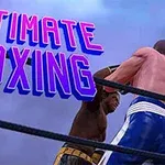 To boksere i ringen med teksten Ultimate Boxing i neonfarger