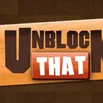 Et skilt av tre med teksten Unblock That, der bokstaven U av ordet Unblock er markert