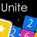 Fargerike nummererte firkanter med en glødende gul brikke med stjerne og teksten Unite