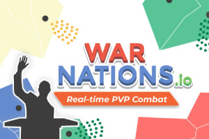 Fargerike polygonale former og en person i silhuett ved siden av teksten War Nations