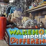 Et lagerrom fylt med diverse verktøy og materialer, med teksten Warehouse Hidden Differences i forgrunnen