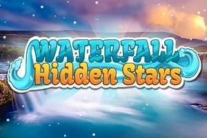 Tittelen Waterfall Hidden Stars er plassert over et illustrert bakgrunnsbilde av en foss