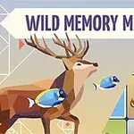 En illustrasjon med et polygonstilt hjort, fisk og flere dyreikoner i et rutenett med teksten Wild Memory Match øverst