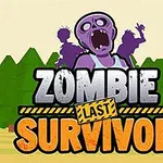 Lilla zombie med åpne munner foran en skog, omgitt av teksten Zombie Last Survivor