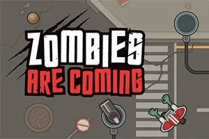 Tegnet gatebilde med teksten Zombies Are Coming og en zombiefigur ved siden av et fotgjengerfelt