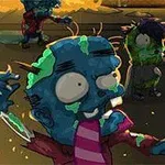 Blå zombiefigurer med store øyne og stripete slips på en mørk bakgrunn