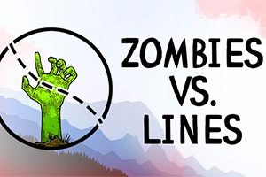 En grønn zombiehånd stikker opp fra bakken omgitt av en sirkel med teksten ZOMBIES VS
