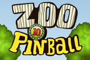 Tittelen Zoo Pinball i lekne bokstaver med to grønne trær i bakgrunnen